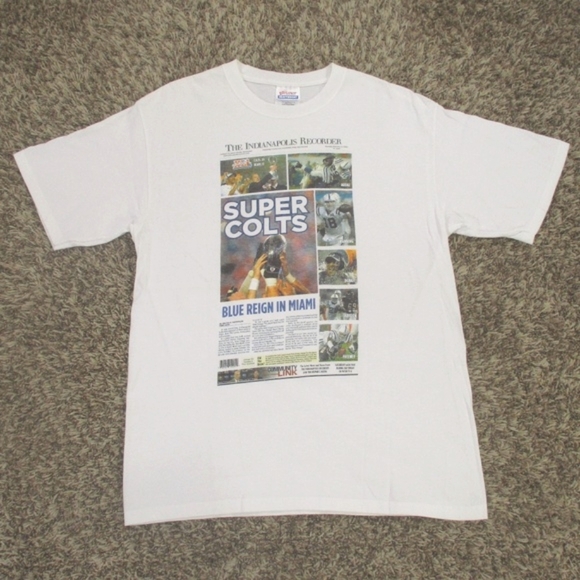 Indianapolis Colts Vintage 2007 Shirt Medium White Super Bowl XLI‎ NFL Graphic - Picture 1 of 7